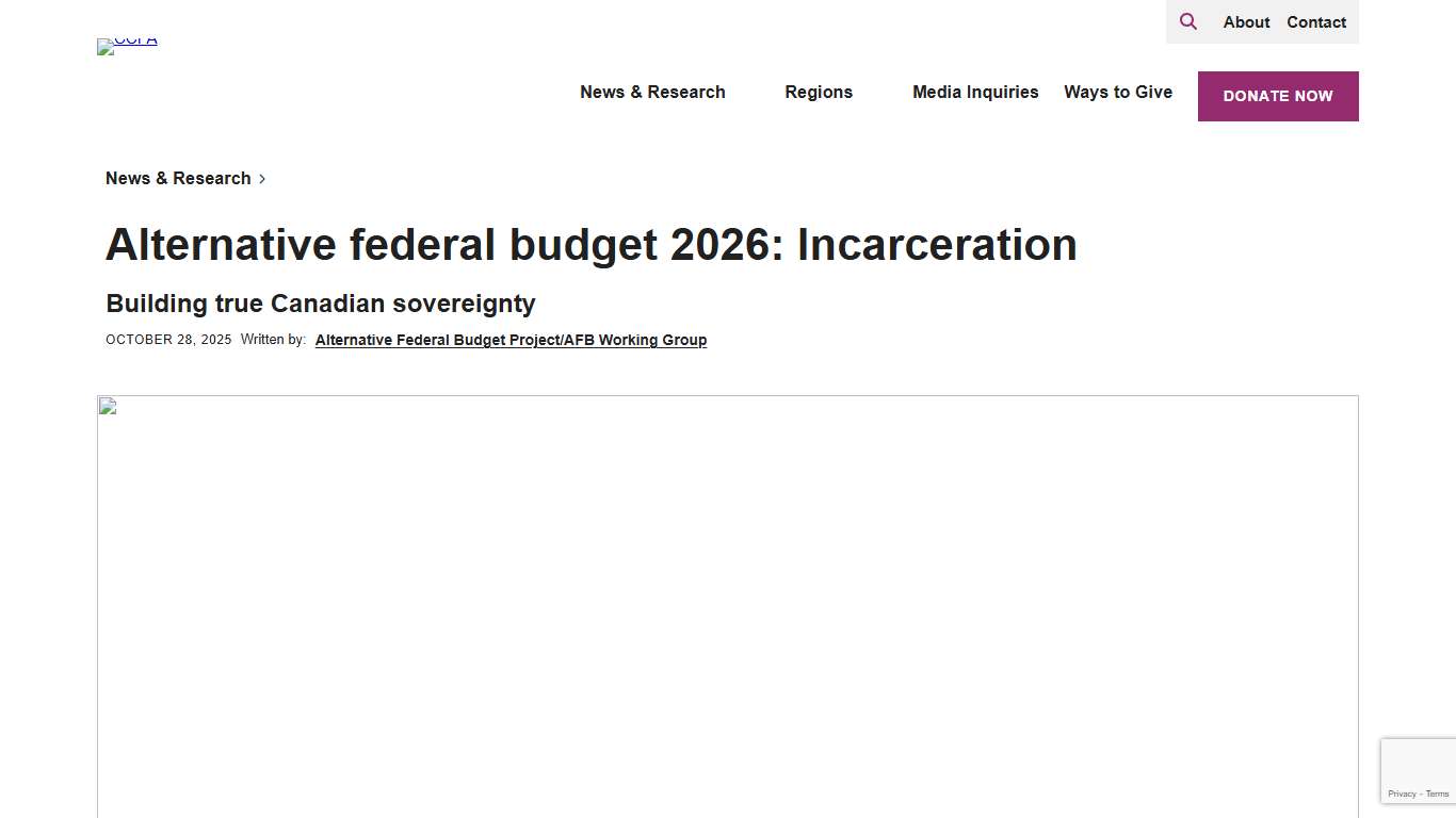 Alternative federal budget 2026: Incarceration - CCPA